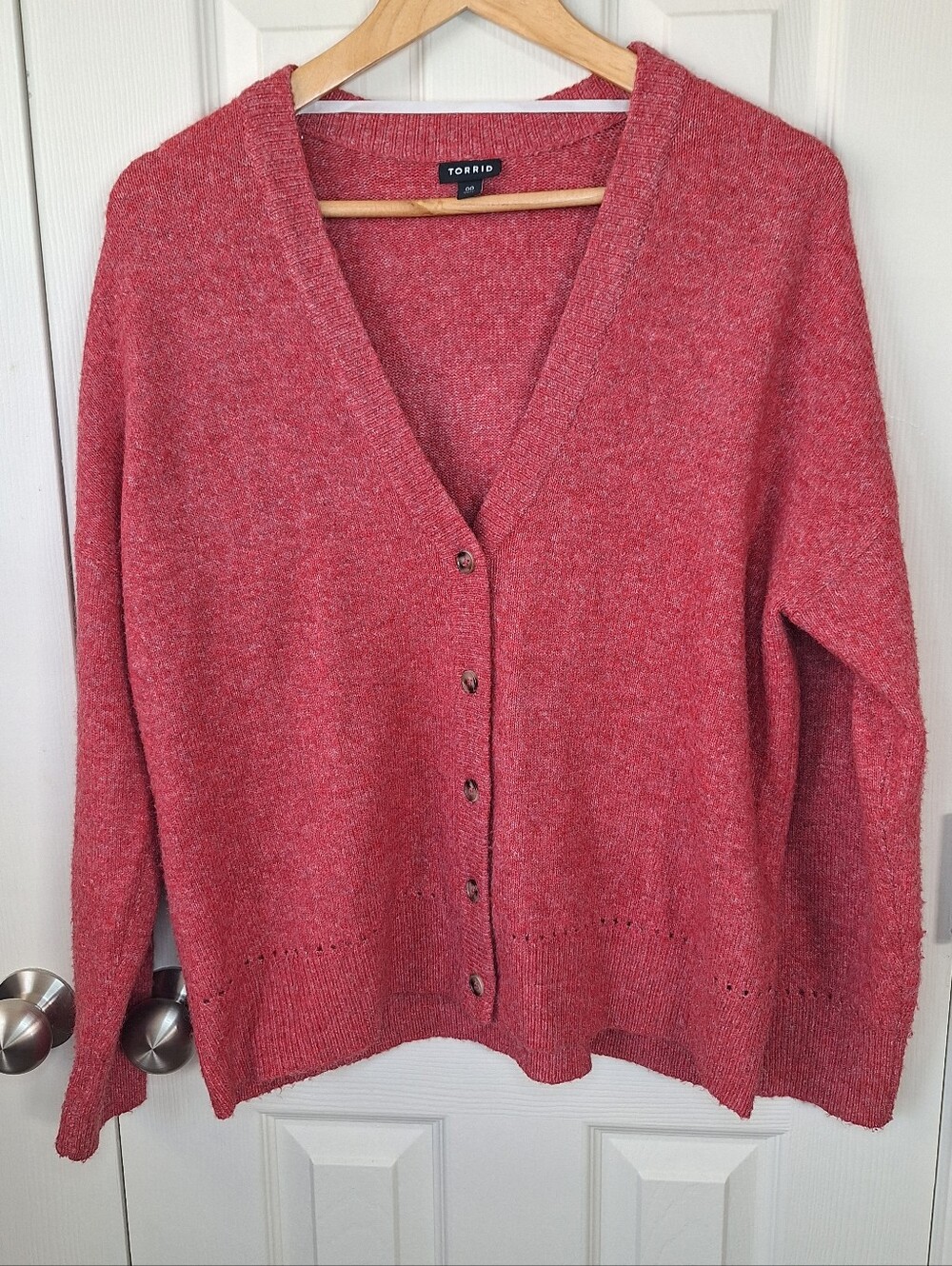 TORRID Casual Womens Knit Grandmacore Cardigan Sweater Dark Coral Size 00 (10)